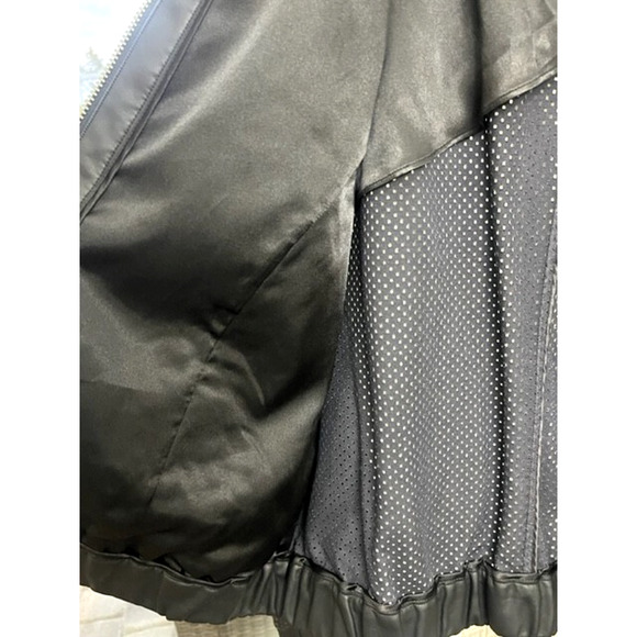 Michael Kors Women Black Faux Leather Bomber Perforated Jacket Sz Large NWT $195 - Picture 7 of 13